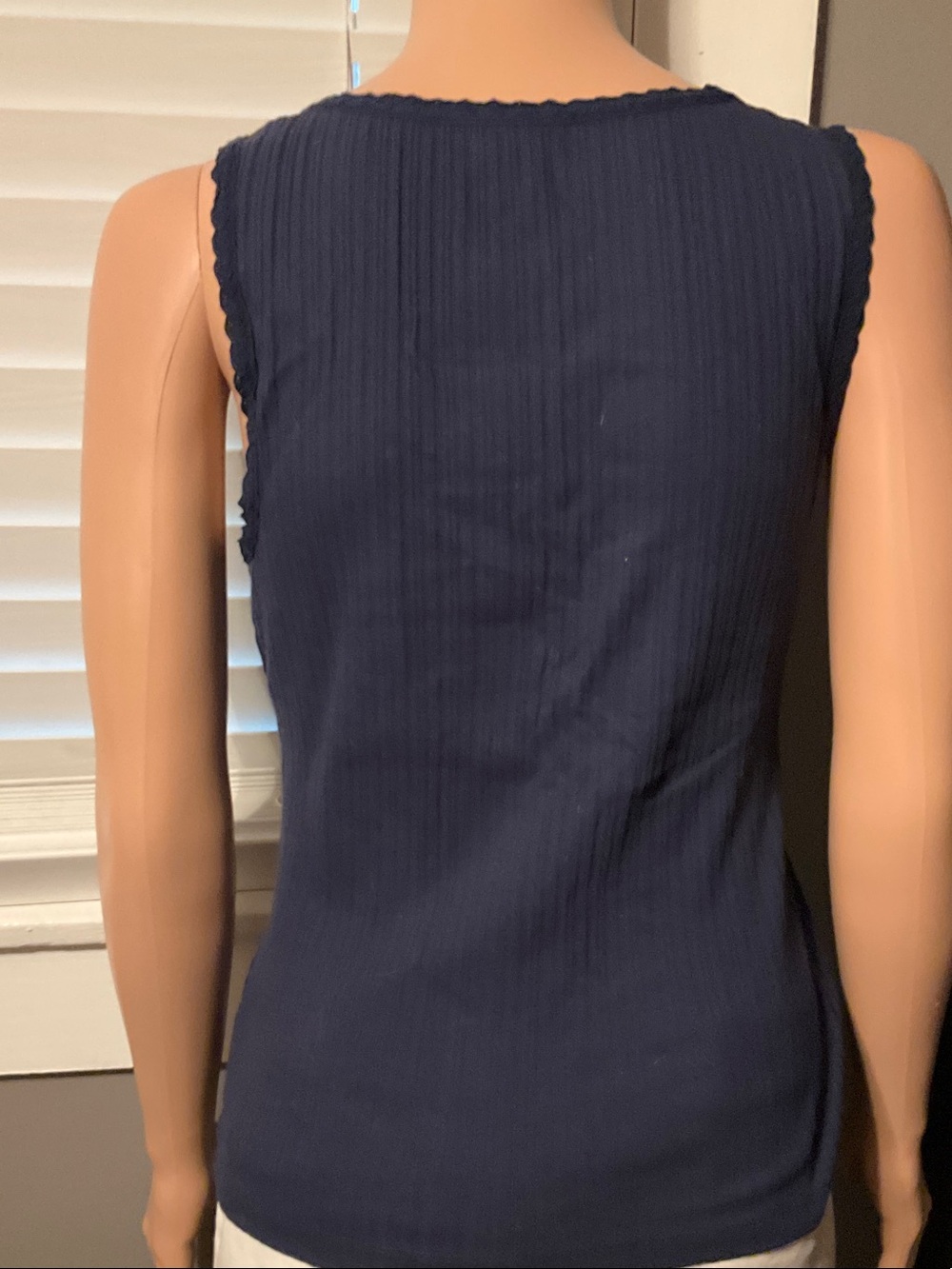 aerie Navy Ribbed Button-Up Scoop Tank - Picture 2 of 3
